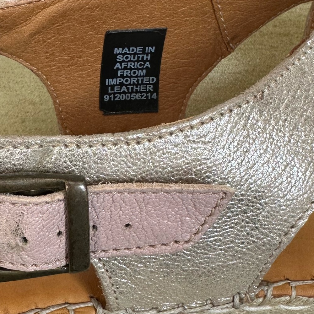 Tsonga Ladies Leather Espadrille Sandal in Blush Pink and Metallic Gold EU 40 - Picture 10 of 15